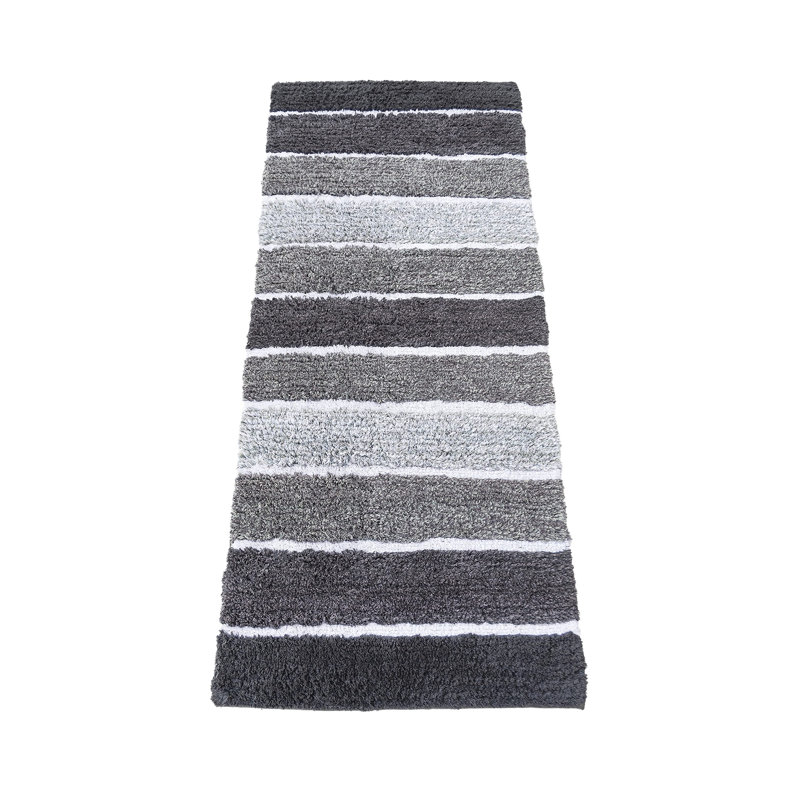 Tapis pour salle de bain Cervantez, Gris foncé / Blanc, L 24 po x L 60 po