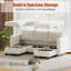  Canapé modulaire modulaire avec repose-pieds avec rangement, canapé modulaire rembourré confortable pour salon, chambre à coucher, canapé 3 places en U avec 2 repose-pieds, chenille en blanc-802044823