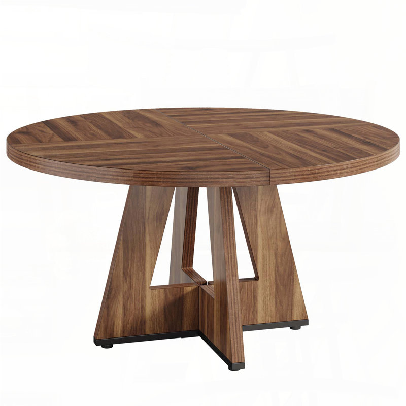 Round Farmhouse Dining Table with Cross Base (47", Seats 4)