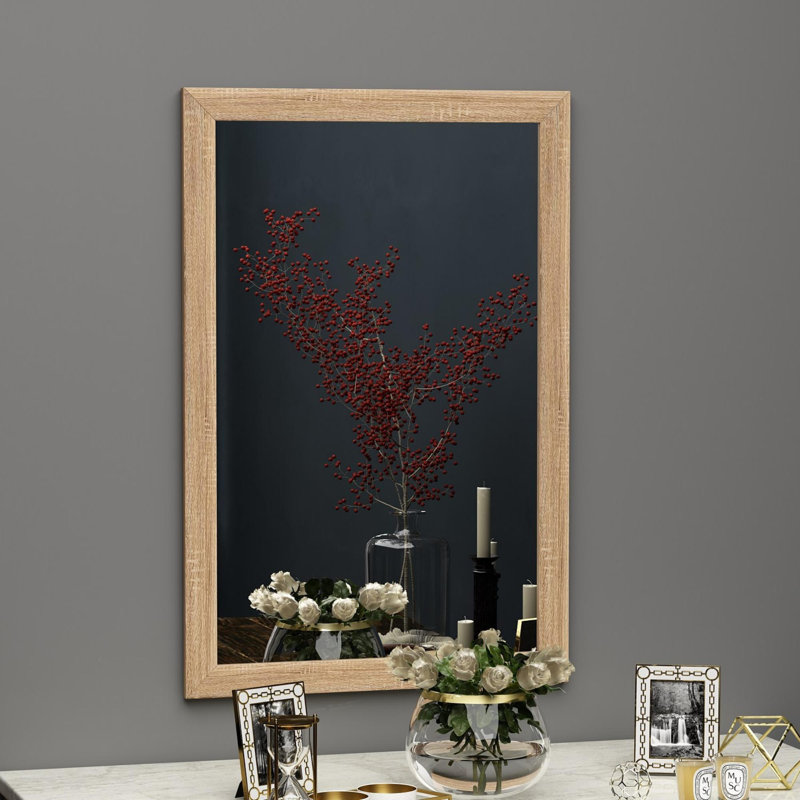 Rustic Dresser Mirror, 19.7 x 29.5 x 0.8 inches | 100% MDF with Ecological Flotal-E Glass | Wall-Mountable Design in Natural Brown | Perfect for Enhancing Bedroom Decor & Adding Depth to Any Space