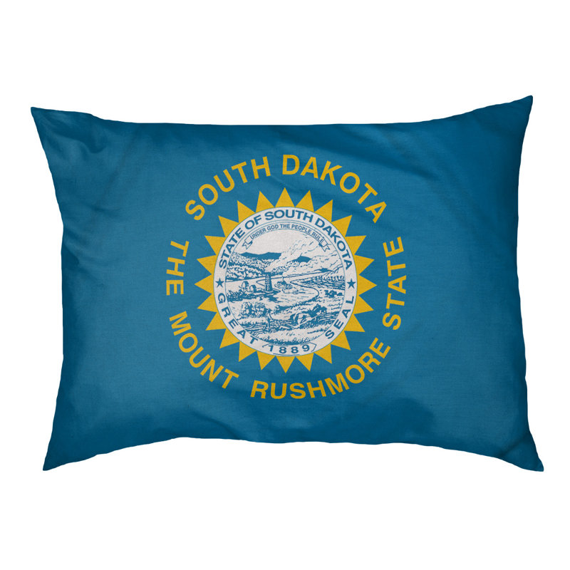 Coussin de concepteur south dakota flag Burien, L 19,5 po x l 29,5 po, Marron foncé