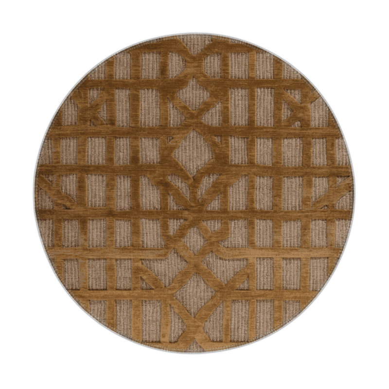 Tapis brun intérieur et extérieur Trellis, Rond 5 pi