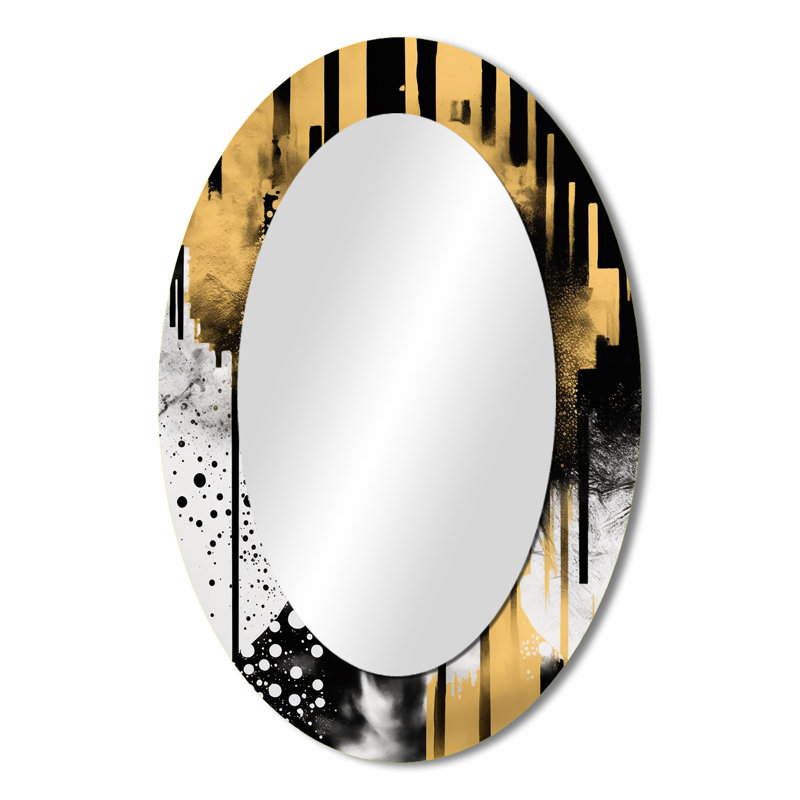 Miroir mural ovale doré Mid-Century, 36 po x 24 po