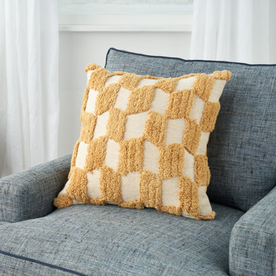 Geometric Cotton Blend Reversible Throw Pillow