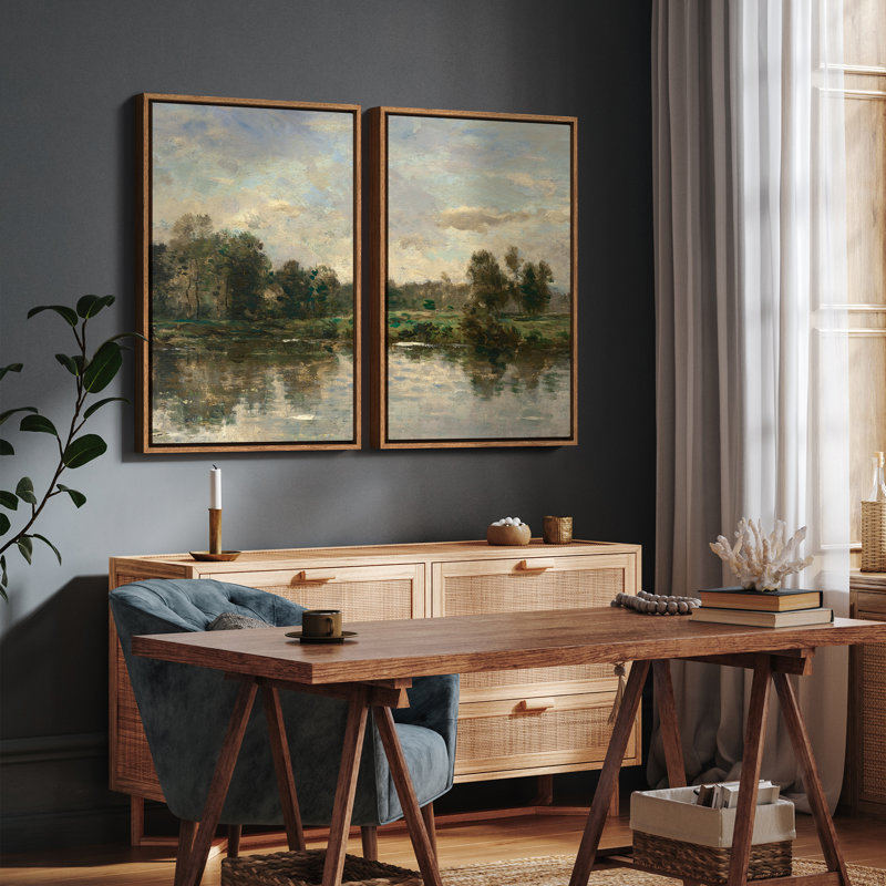 Art mural encadré rétro antique classique pour chambre à coucher, H 24 po x l 16 po, Naturel