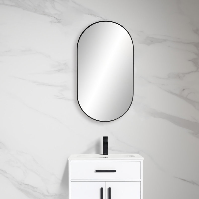 Miroir mural incassable Premium Premium, Noir mat, 36 po x 20 po