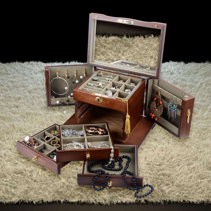 Grande boîte à bijoux avec miroir