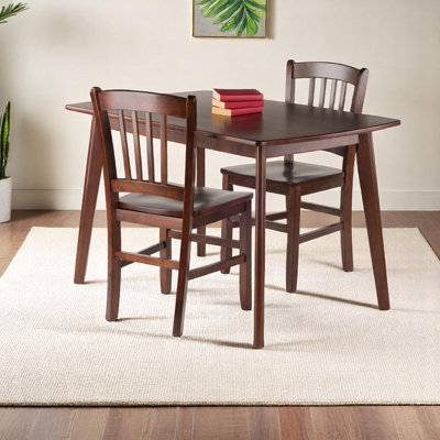 Ingvar Walnut 3-Piece Dining Set with Slat-Back Chairs