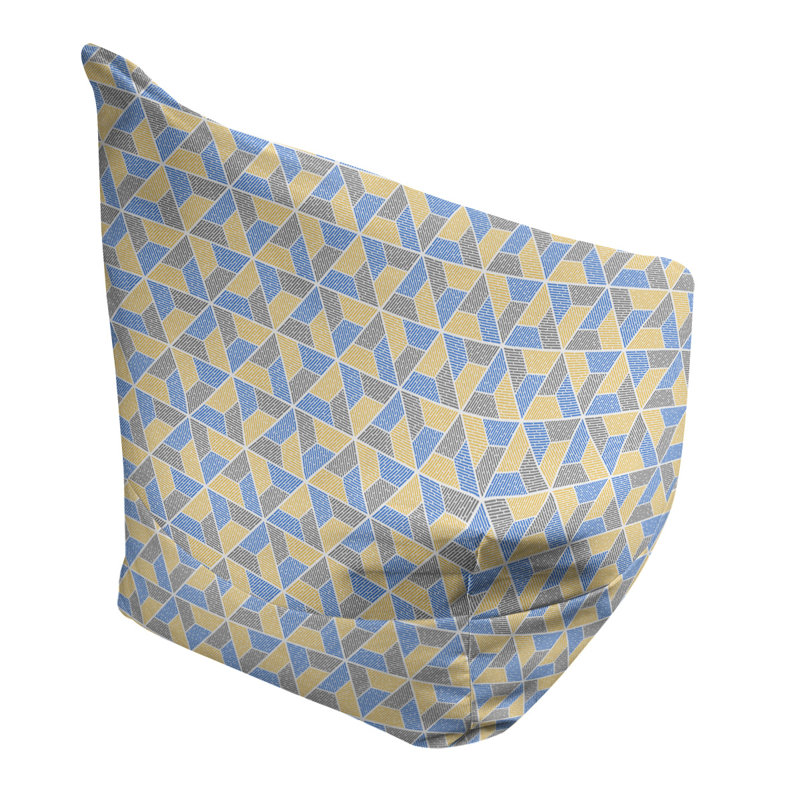 Fauteuil à billes Leffel, H 38 po x L 42 po x P 29 po, Pouf fauteuil, Bleu royal/gris ardoise Sandy