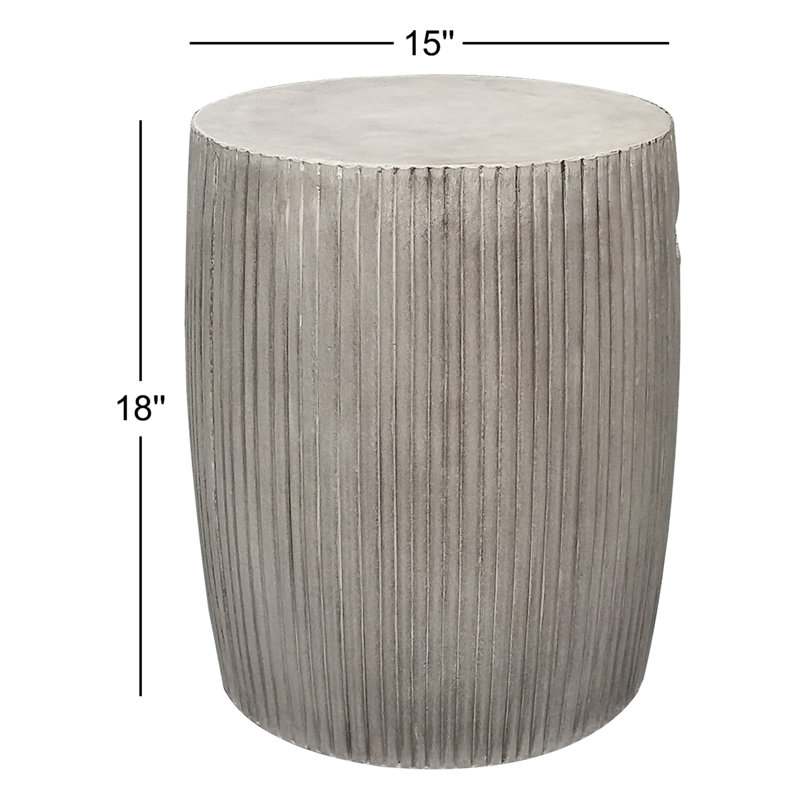 Table d'appoint ronde en béton résistant aux intempéries l 15 po x P 15 po Lionel, Gris