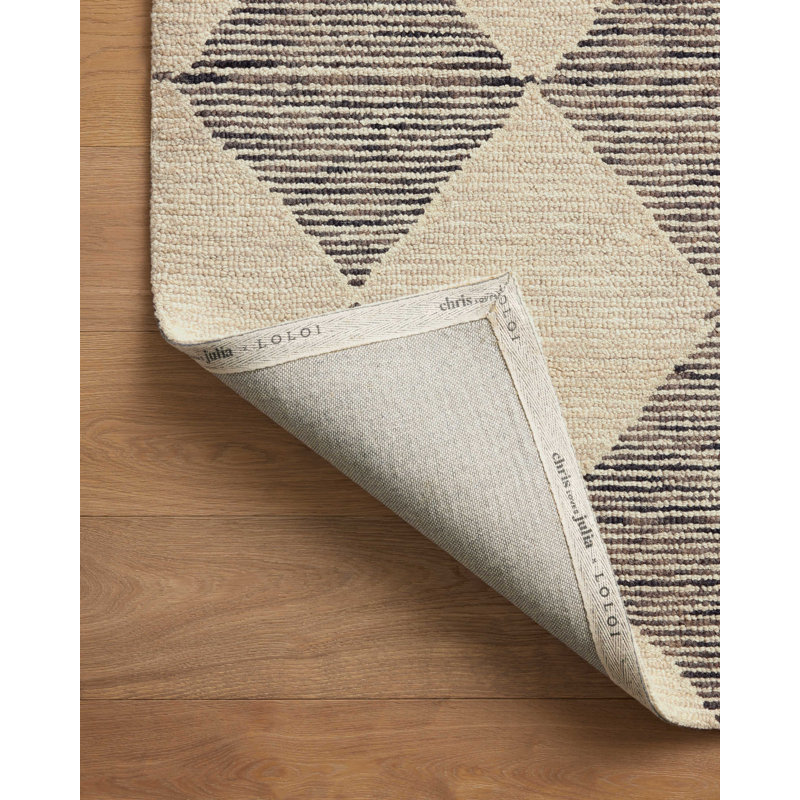 Chris Loves Julia x Loloi Francis Wool Beige / Charcoal Rug, Runner 2'6" x 9'9"