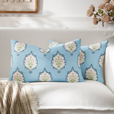 Housses de coussin lombaires vintage 100 % coton, style campagne française, pour canapé, salon (lot de 2)