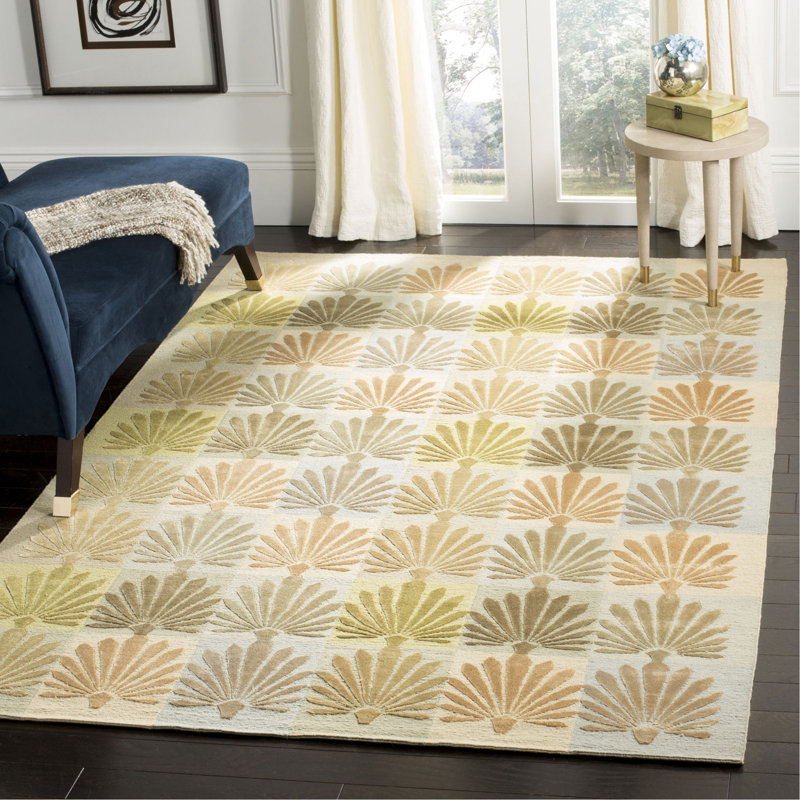 Sanctuary Hand-Knotted Wool Silk Blend Modern Grid Rug, Gray
