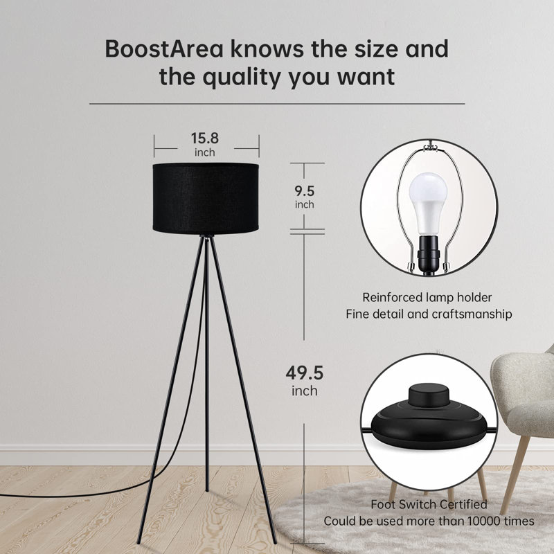 Hugibert 59.02'' Matte Tripod Floor Lamp