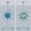 Lustre en verre soufflé à la main Art, luminaire suspendu de ton bleu avec ampoule-1157253664