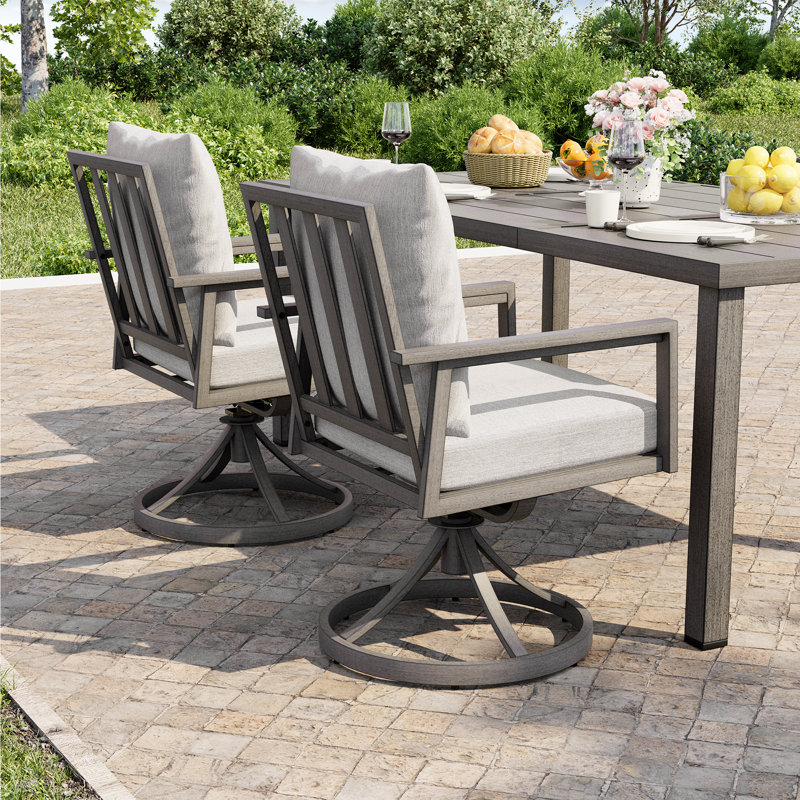 Chaises de patio en aluminium 2 pièces avec coussins gris clair Merrill