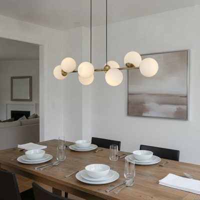 Lustre linéaire moderne pour îlot de cuisine 8 lumières 49,2 pouces E12