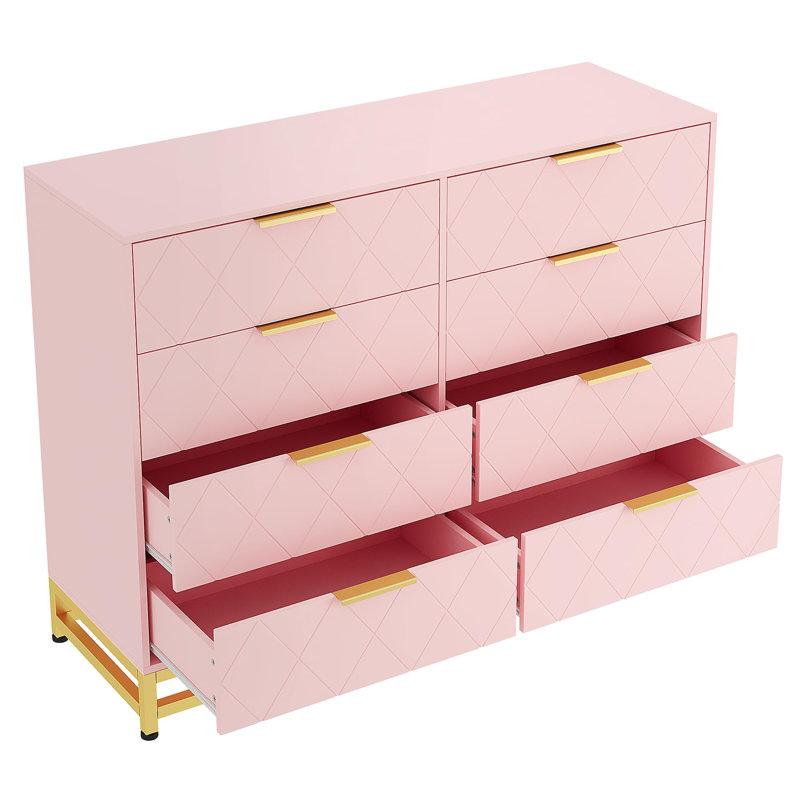 Reetima 47.24'' W 8 - Drawer Dresser, Pink