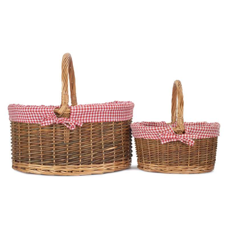 August Grove 2 Piece Wicker Shopper Basket Set, Red/White
