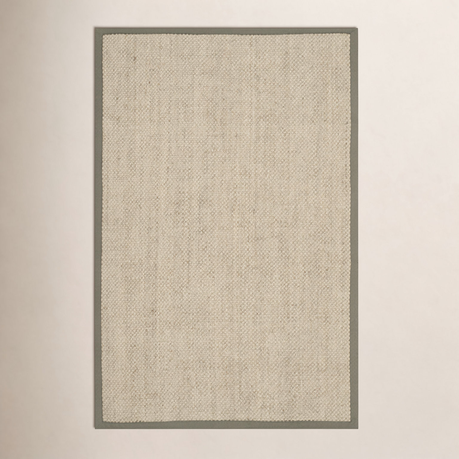 Beige Green Floral Jute Rug, Rectangle 5' x 8'