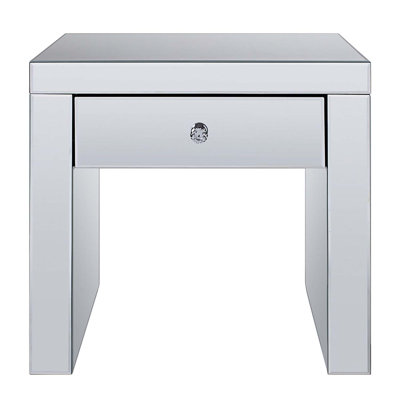 Table de bout Noralie, miroir et faux diamants
