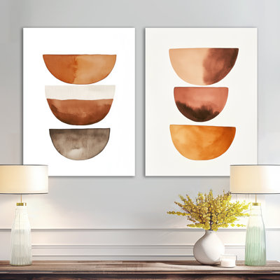 Earthtone Balance Forms - ensemble de 2 reproductions d'art murales abstraites en métal