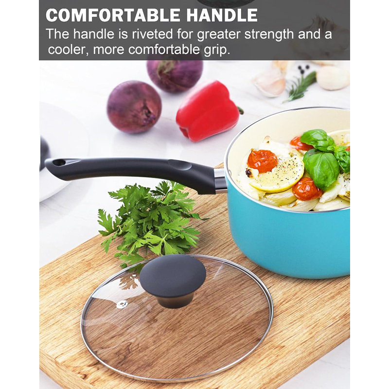 Turquoise 10-Piece Nonstick Aluminum Ceramic Cookware Set