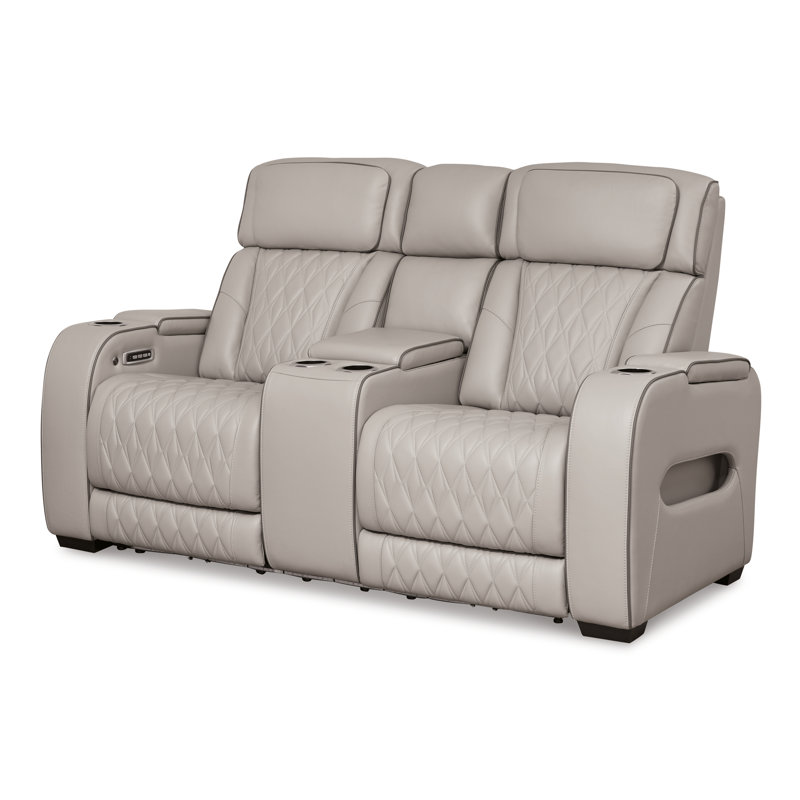 Causeuse inclinable en cuir Boyington, Gris