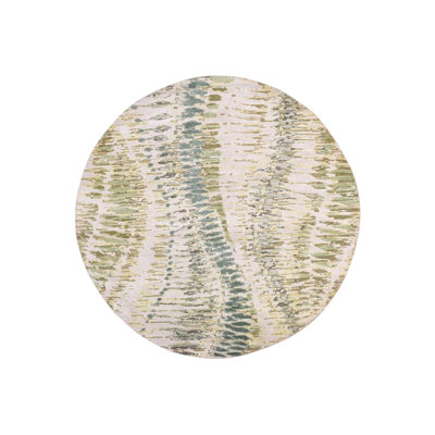 Tapis rond en soie noué à la main 6 pi x 6 pi Lafayette Green Design
