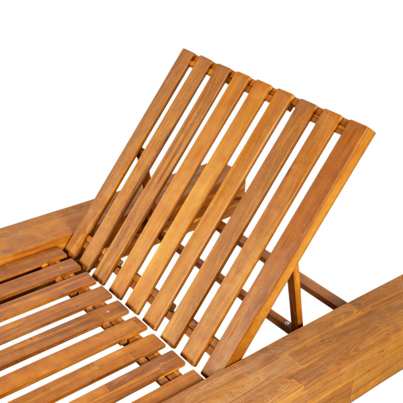 Méridienne d'extérieur 39 po Donnie, Cadre en teck sablé / Coussin crème, 2