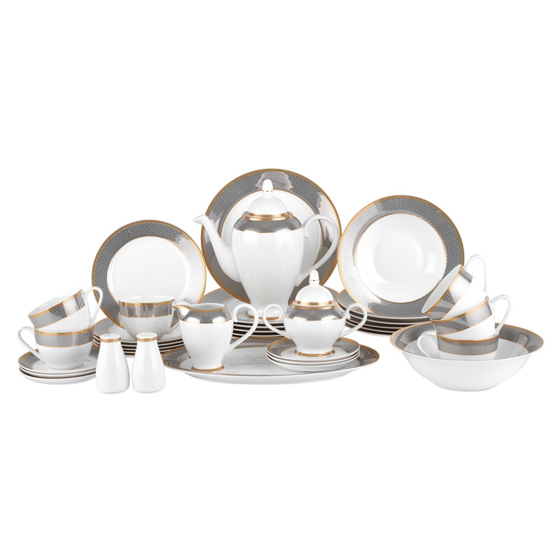 Rochelle Bone China Dinnerware Set 37 Piece - Service for 6