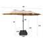 Parasol double en tissu pour patio - base taupe 15 x 9 pi