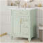 Meuble-lavabo autoportant de 24 po avec lavabo en céramique, tiroir escamotable et plusieurs solutions de rangement, fabrication en bois massif et en panneau de fibres à densité moyenne-536754863