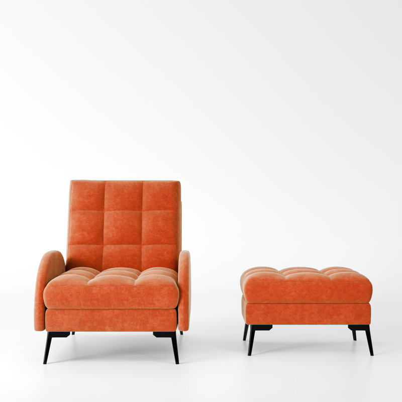 Affric 60cm Wide Velvet Wing Chair Recliner, Orange