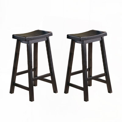 Ensemble de tabourets de bar sans dossier, pieds en bois