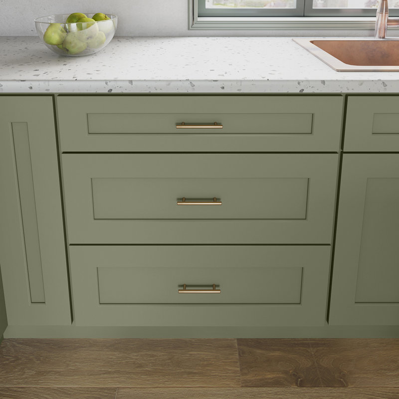 Armoire de cuisine en bois massif prête à assembler, 30", Vert sauge