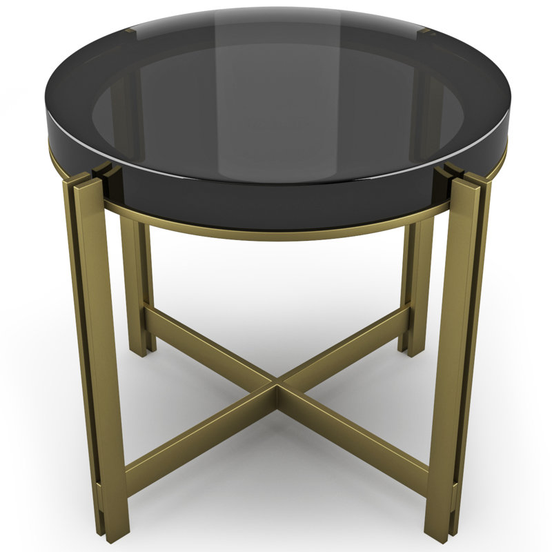 Candy Coffee Table, 17.7" H x 19.5" L x 19.5" W, Black/Satin Bronze
