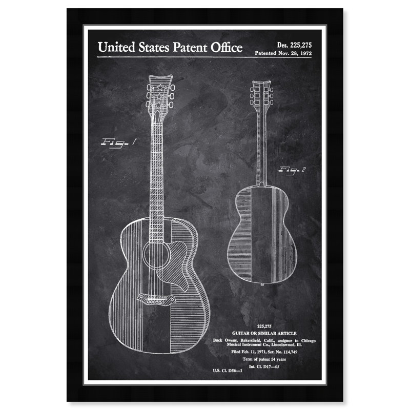 «Music and Dance Buck Owens Guitare», impression d'art graphique sur papier