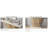 59" Faux Marble Console Table with Gold Grid Base
