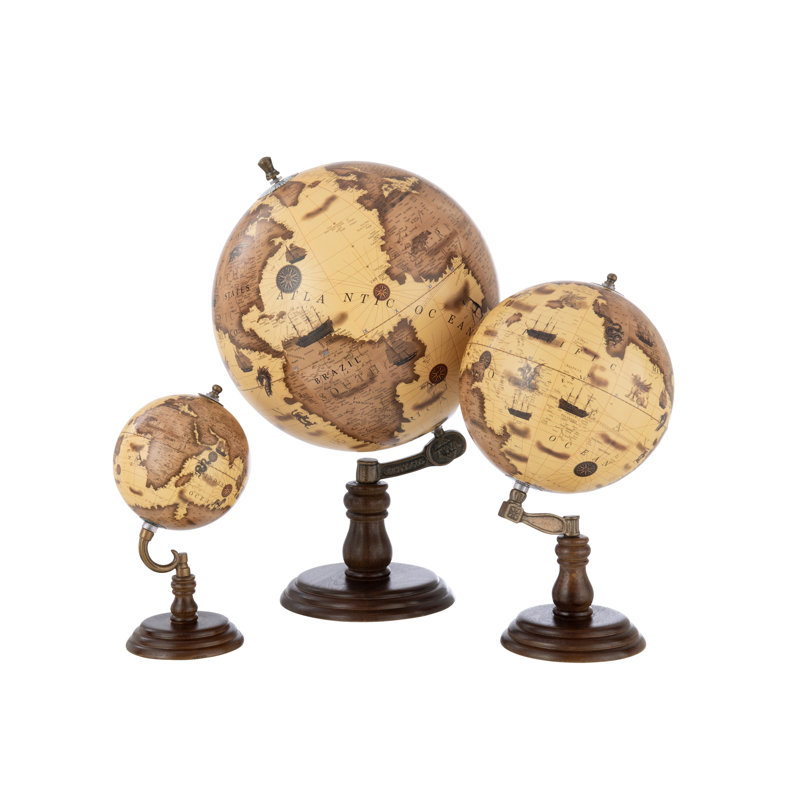 Wood Tabletop Globe, 50cm H x 30cm W x 30cm D