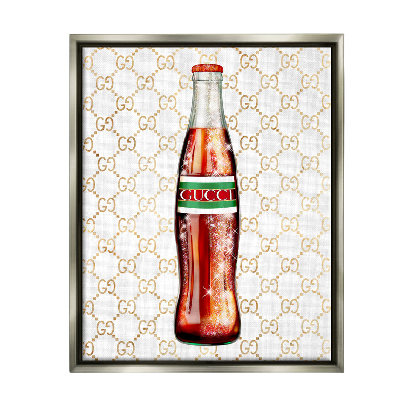 Élégante bouteille de cola, motif de mode glamour par Ziwei Li - peinture sur toile flottante, H 31 po x l 25 po x P 1,7 po