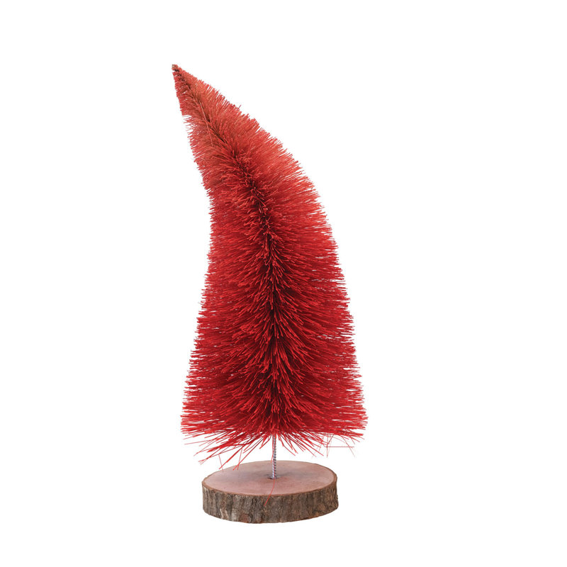 Arbre à brosse incurvé en forme de sisal avec base en bois