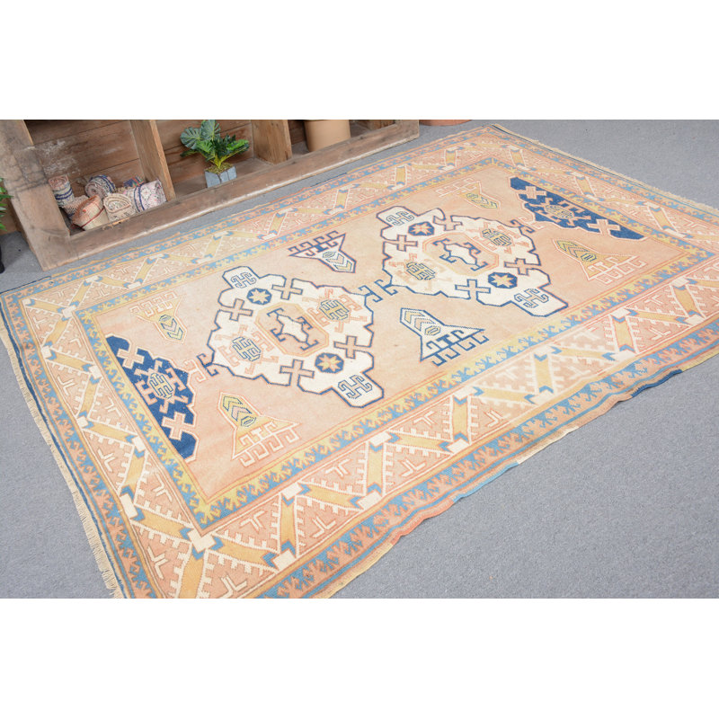 Tapis décoratifs bleus, grands tapis rétro, tapis rétro, tapis géométrique, tapis turcs bleus