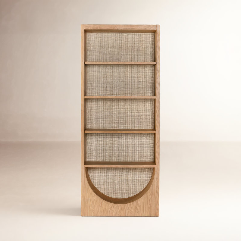 Macneil 84" H 4-Shelf Oak Bookcase, Honey Oak