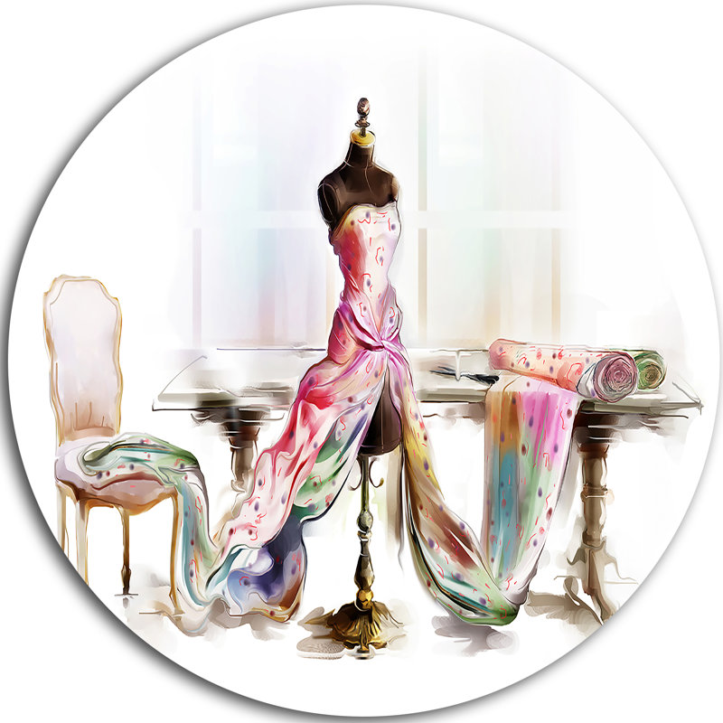 « encollé table mannequin' », peinture rose/blanc, H 38 po x l 38 po x P 1 po, Métal
