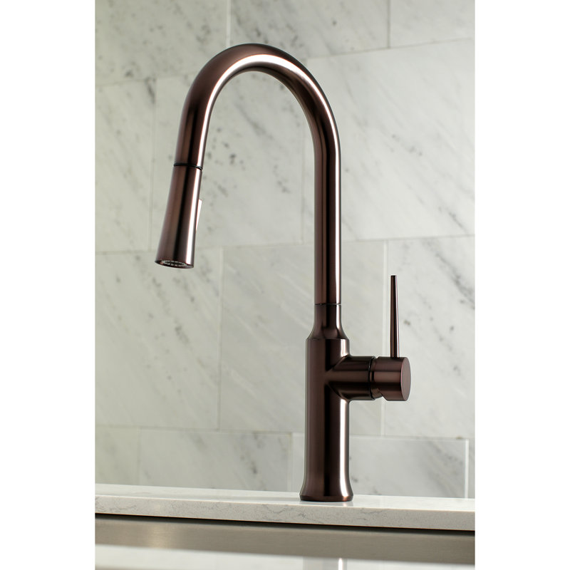 Kingston Brass New York Single-Handle Pull-Down Kitchen Faucet, Oil Rubbed Bronze