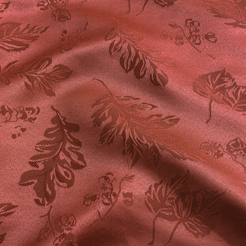 Rhone Woven Leaves Jacquard Fall/Harvest Damask Tablecloth, Spice Red, 102" x 60"