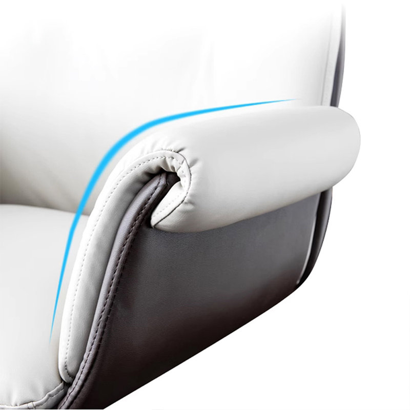White + Brown Hight adjustable Microfiber Leather + Aluminium Alloy Office Chair