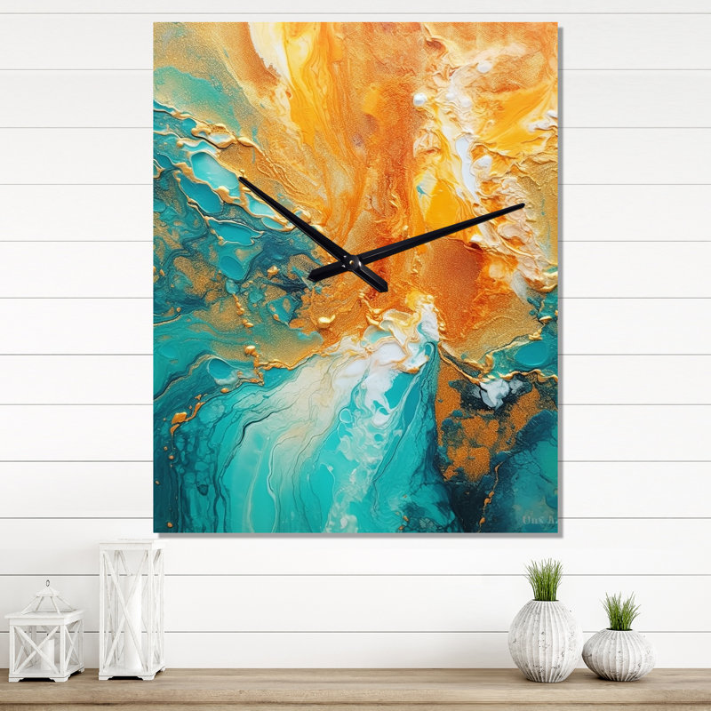 Basnett - Horloge murale peinture abstraite, Grand