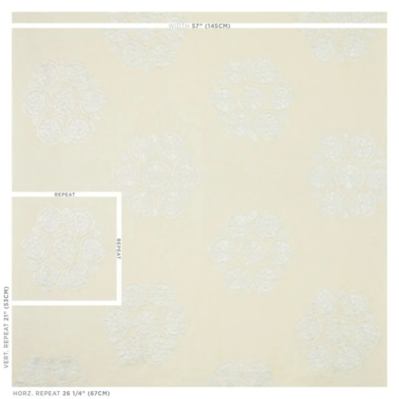 Isla Hand Embroidery Fabric, Ivory